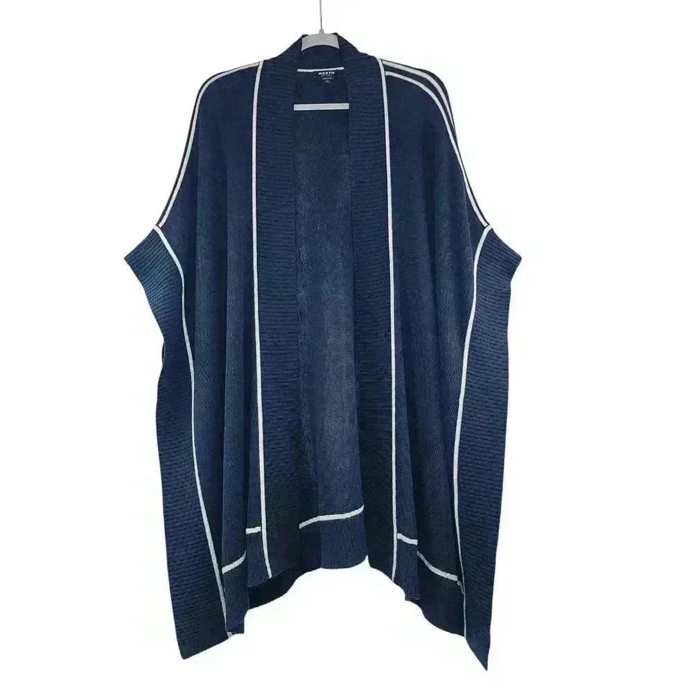 WORTH NEW YORK OVERSIZED SHAWL SWEATER PONCHO SILK-COTTON SIZE PS